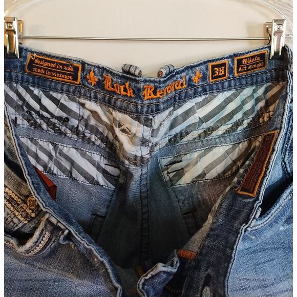 Men's Rock Revival Nikola Alt Straight Jeans Size 38/31 Relaxed Distressed - Picture 4 of 7